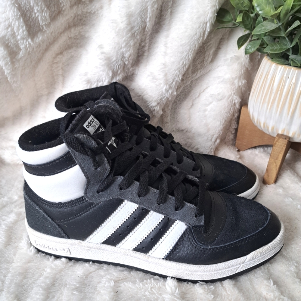 Adidas Top Ten RB Black White Gray Hi Top Basketball Sneakers Shoes Mens Sz 7